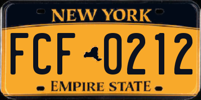 NY license plate FCF0212