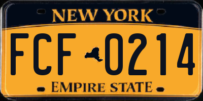 NY license plate FCF0214