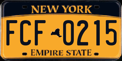 NY license plate FCF0215