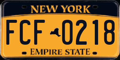 NY license plate FCF0218
