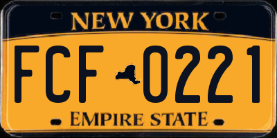 NY license plate FCF0221