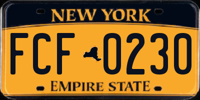 NY license plate FCF0230