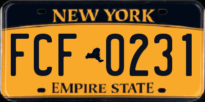 NY license plate FCF0231
