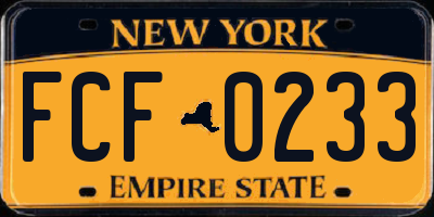 NY license plate FCF0233