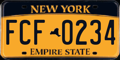 NY license plate FCF0234