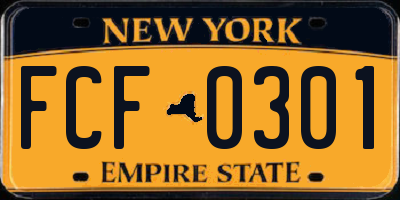 NY license plate FCF0301