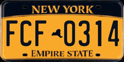 NY license plate FCF0314