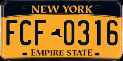NY license plate FCF0316