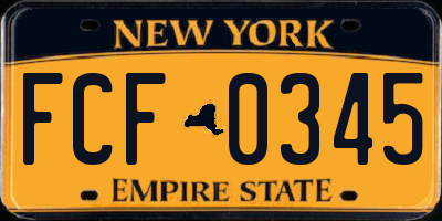 NY license plate FCF0345