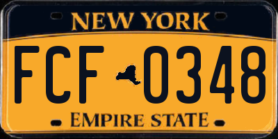 NY license plate FCF0348