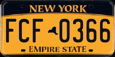 NY license plate FCF0366