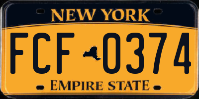 NY license plate FCF0374