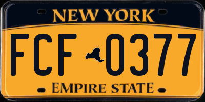 NY license plate FCF0377