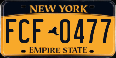 NY license plate FCF0477