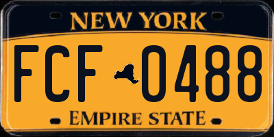 NY license plate FCF0488