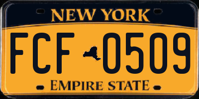 NY license plate FCF0509