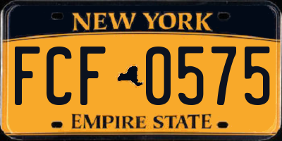 NY license plate FCF0575