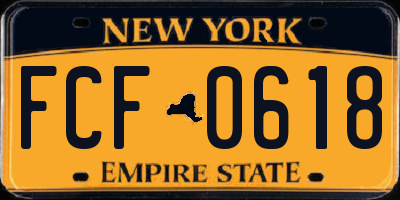 NY license plate FCF0618