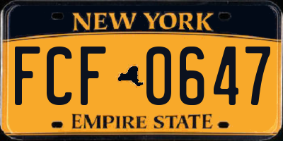 NY license plate FCF0647
