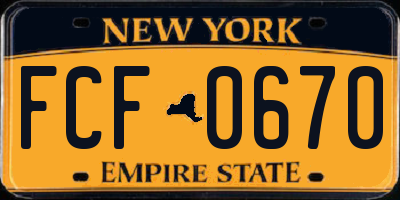 NY license plate FCF0670