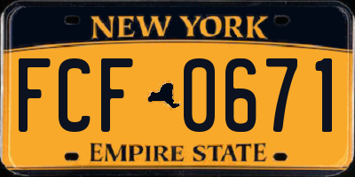 NY license plate FCF0671