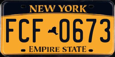 NY license plate FCF0673