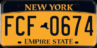 NY license plate FCF0674