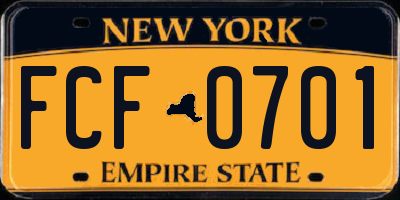 NY license plate FCF0701