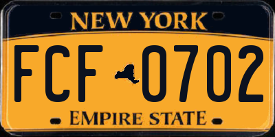 NY license plate FCF0702