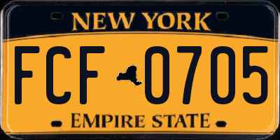 NY license plate FCF0705