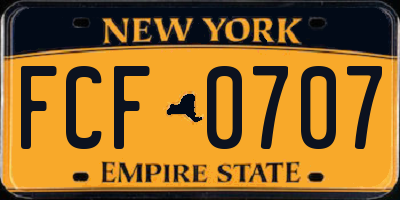 NY license plate FCF0707