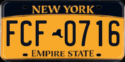 NY license plate FCF0716