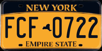 NY license plate FCF0722