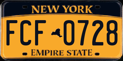 NY license plate FCF0728