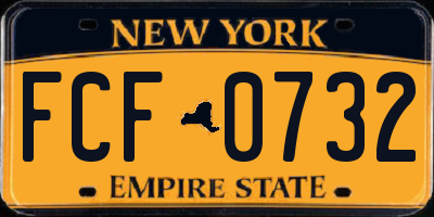 NY license plate FCF0732