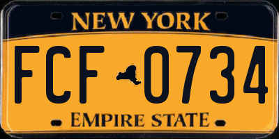 NY license plate FCF0734