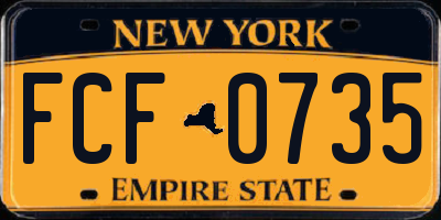 NY license plate FCF0735