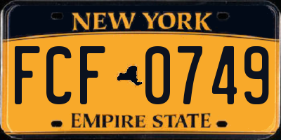 NY license plate FCF0749