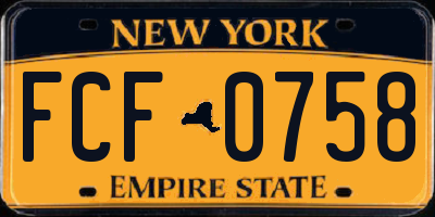 NY license plate FCF0758