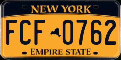 NY license plate FCF0762