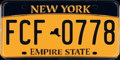 NY license plate FCF0778