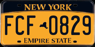 NY license plate FCF0829