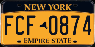 NY license plate FCF0874