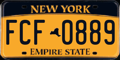 NY license plate FCF0889