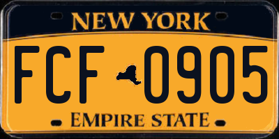 NY license plate FCF0905