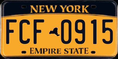 NY license plate FCF0915