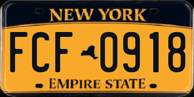 NY license plate FCF0918