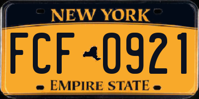 NY license plate FCF0921