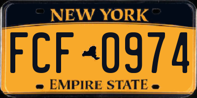 NY license plate FCF0974