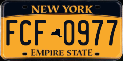 NY license plate FCF0977